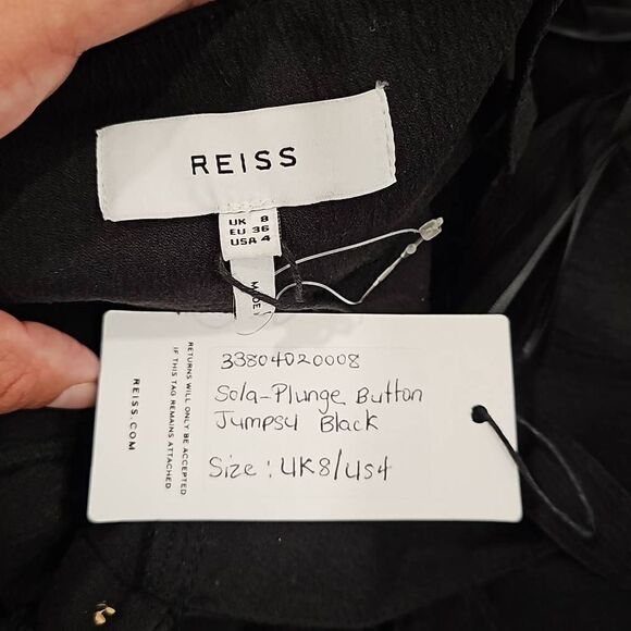 Reiss Sola Button Through Jumpsuit in black Sz 4 - Picture 2 of 8